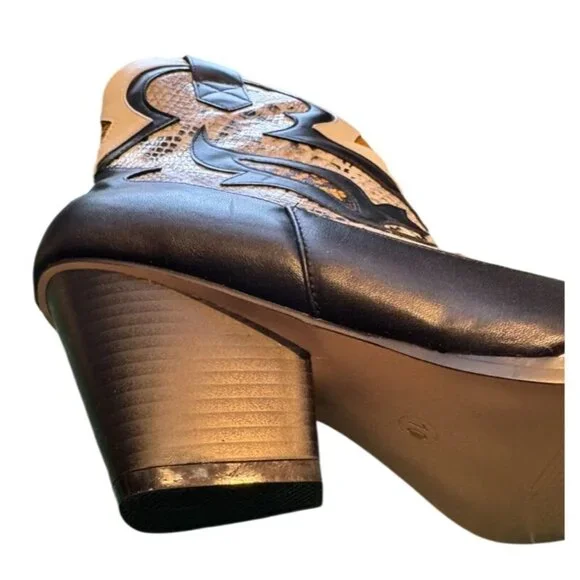 Lemonade Western Style Black White Cowboy Boots Snake Print Accents Womens Size - Picture 4 of 11